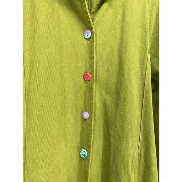 CMC Color Me Cotton Wacky Moss Green Coat Embroidered Artsy XL - Picture 5 of 11